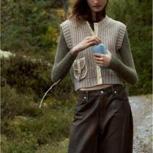 Zara Taupe Knit Sweater Vest